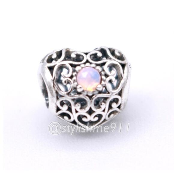 Authentic PANDORA October Signature Heart Charm - 791784NOP - Picture 6 of 7